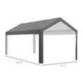 Outsunny 10' X 20' Carport Replacement Top Canopy Cover, Uv And Water Resistant Portable Garage Shelter Cover With Ball Bungee Cords, Dark Gray, Only Cover Gray Polyethylene