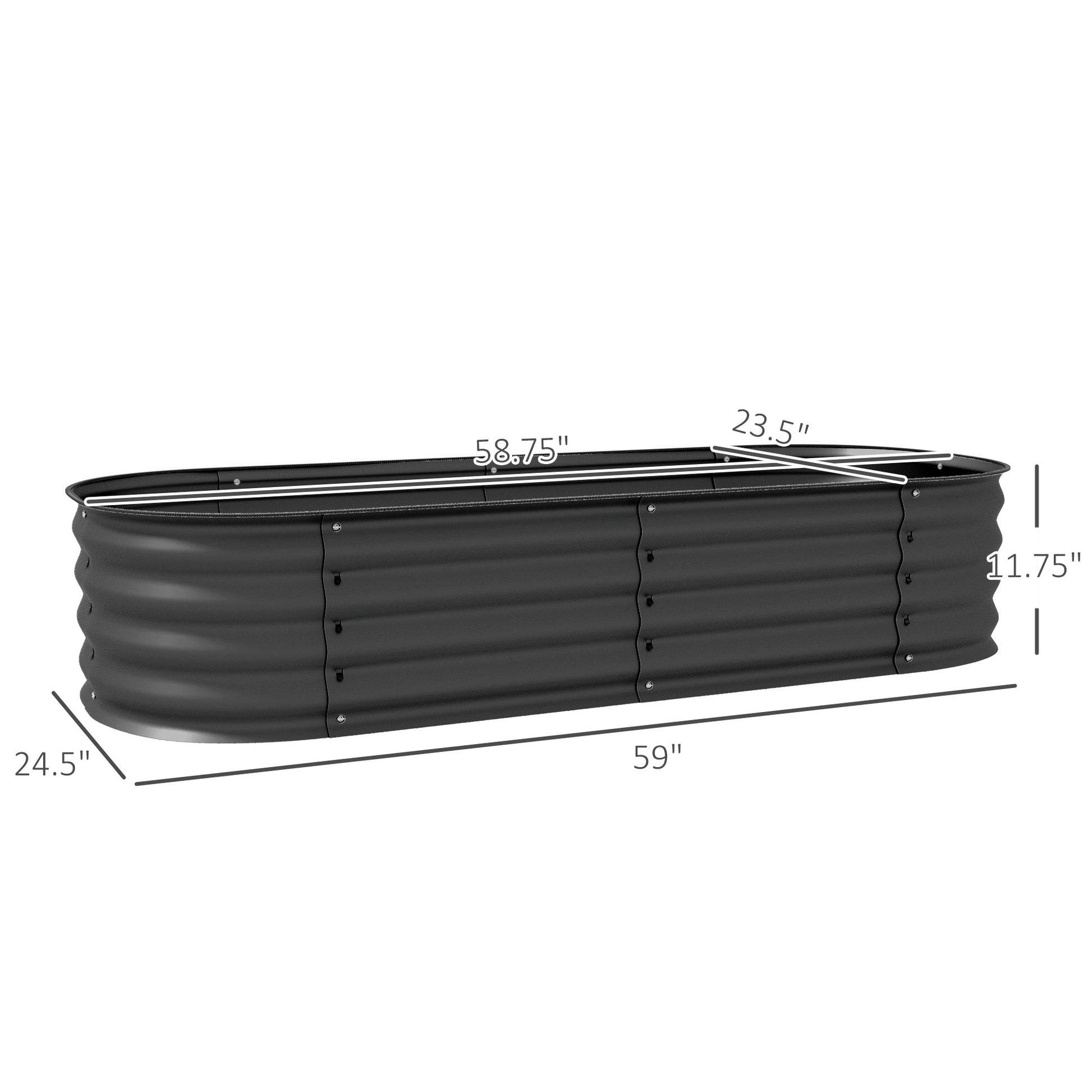 Outsunny 4.9' X 2' X 1' Galvanized Raised Garden Bed Kit, Outdoor Metal Elevated Planter Box With Safety Edging, Easy Diy Stock Tank For Growing Flowers, Herbs & Vegetables, Dark Gray Gray Steel