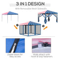 Outsunny 10' X 10' Pop Up Canopy Tent With Netting, Instant Gazebo, Ez Up Screen House Room With Carry Bag, Height Adjustable, For Outdoor, Garden, Patio, American Flag Blue Steel