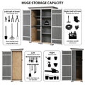 Outdoor 5.5Ft Hx4.1Ft L Wood Storage Shed, Garden Tool Cabinet With Waterproof Asphalt Roof, Four Lockable Doors, Multiple Tier Shelves, White And Gray White Gray Water Resistant Frame Garden &