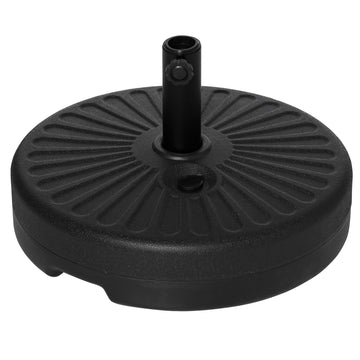 Outsunny Fillable Patio Umbrella Base Stand, Round Plastic Umbrella Holder For Outdoor, Patio, Garden, Deck And Beach, 46Lb Capacity Water Or 57Lb Capacity Sand, Fit Dia 38Mm Pole, Black Black Steel