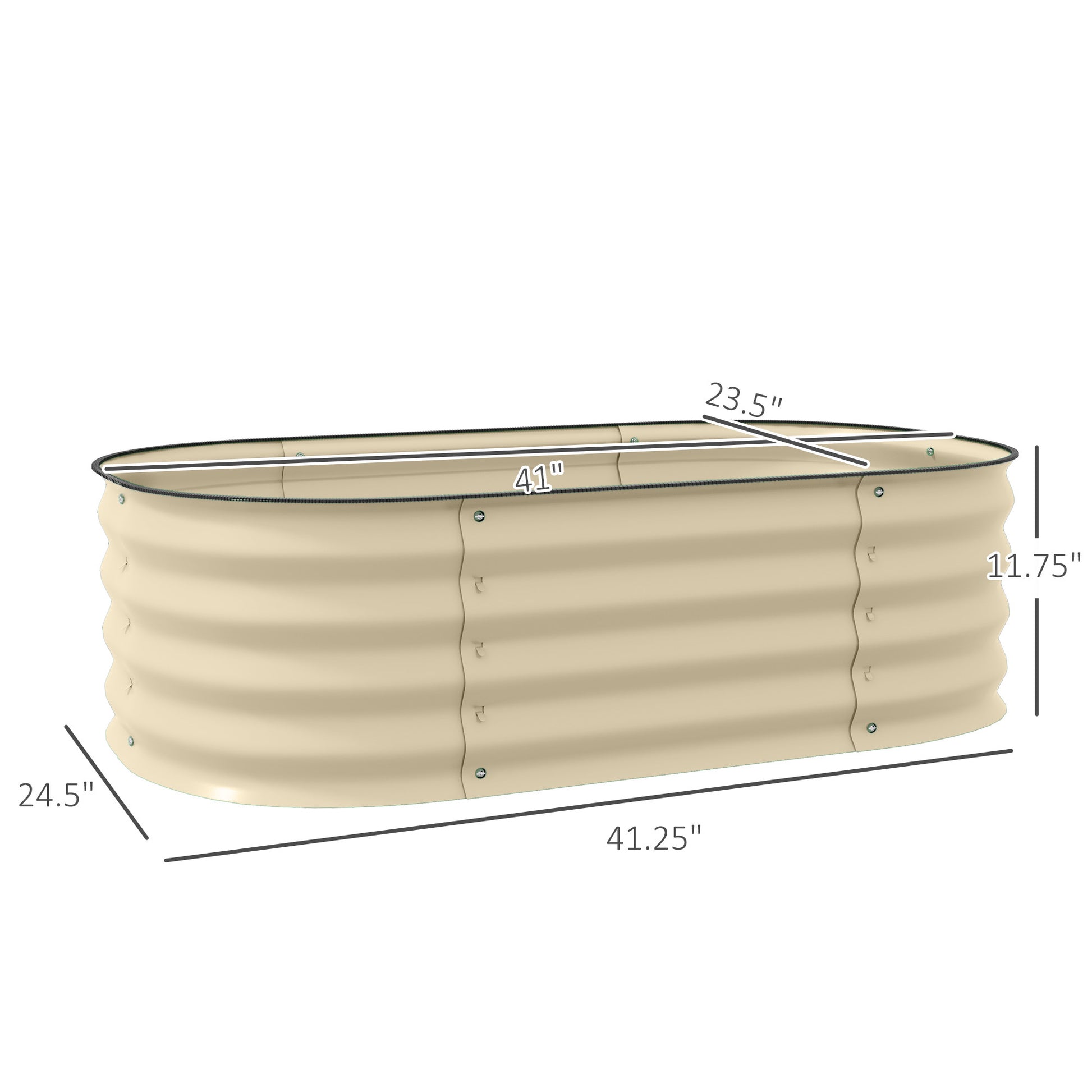 Outsunny 3.4' X 2' X 1' Galvanized Raised Garden Bed Kit, Outdoor Metal Elevated Planter Box With Safety Edging, Easy Diy Stock Tank For Growing Flowers, Herbs & Vegetables, Cream White Steel