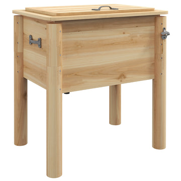 Outsunny Wooden Patio Cooler, 54Qt. Outdoor Beverage Cooler With Bottle Opener And 3 Handles For Backyard Deck Poolside Party, Natural Natural Steel