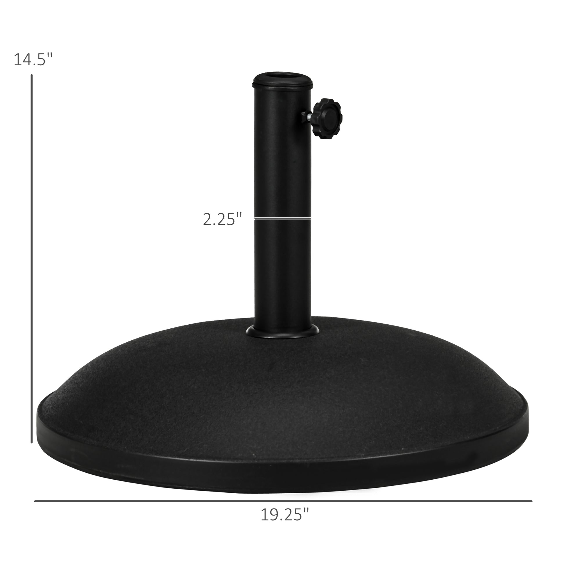 Outsunny 20" 55 Lbs Round Cement Umbrella Base Stand Market Parasol Holder With Tightening Knob & Easy Setup, For 1.3", 1.5", 1.9" Pole, For Lawn, Deck, Backyard, Garden, Black Black Steel