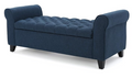 Hayes Armed Storage Bench Navy Blue Fabric