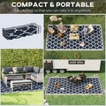 Outsunny Reversible Outdoor Rug Carpet, 9' X 18' Waterproof Plastic Straw Rug, Portable Rv Camping Rugs With Carry Bag, Large Floor Mat For Backyard, Deck, Picnic, Beach, Blue & White Blue Polypropylene