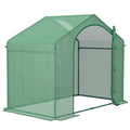 Outsunny 6' X 3' X 5' Portable Walk In Greenhouse, Pe Cover, Steel Frame Garden Hot House, Zipper Door, Top Vent For Flowers, Vegetables, Saplings, Tropical Plants, Green Green Steel