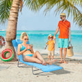 Outsunny Folding Chaise Lounge Pool Chairs, Outdoor Sun Tanning Chairs With Pillow, Reclining Back, Steel Frame &Mesh For Beach, Yard, Patio, Blue Blue Steel
