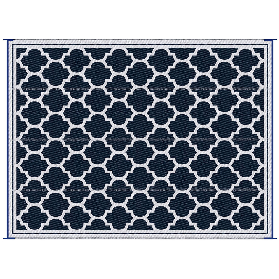 Outsunny Reversible Outdoor Rug Carpet, 9' X 18' Waterproof Plastic Straw Rug, Portable Rv Camping Rugs With Carry Bag, Large Floor Mat For Backyard, Deck, Picnic, Beach, Blue & White Blue Polypropylene