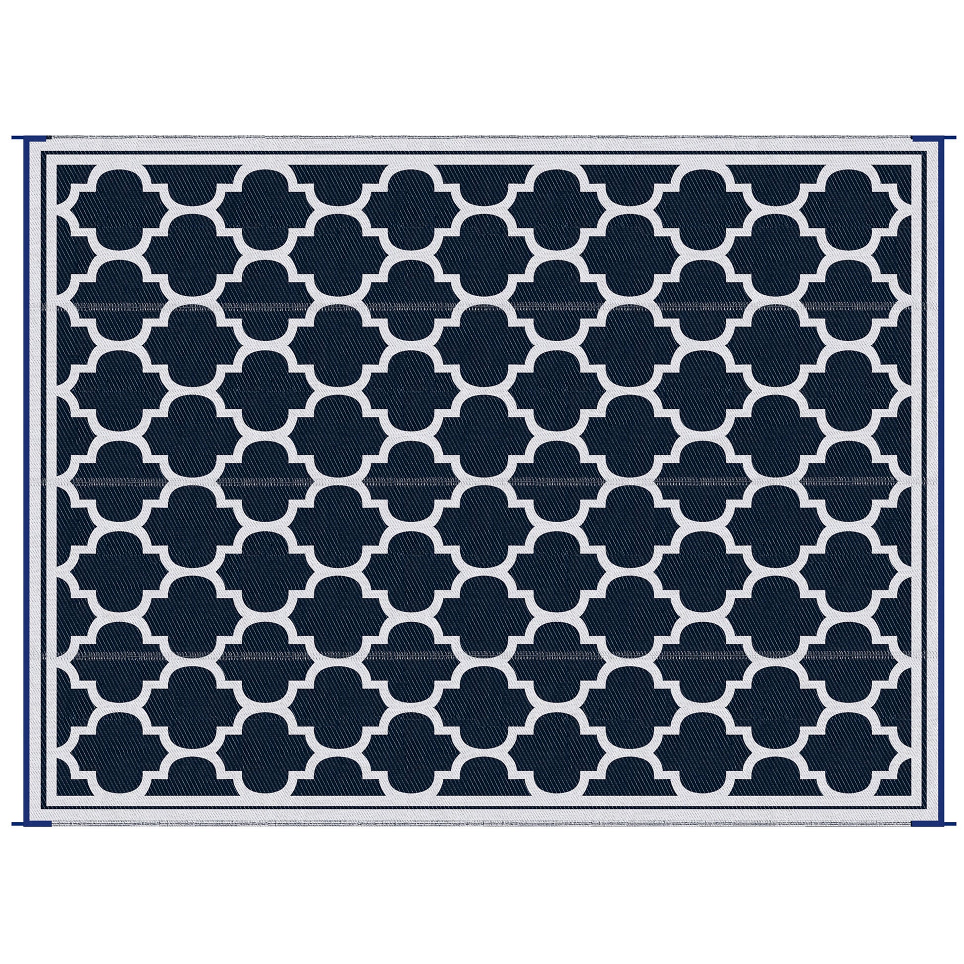 Outsunny Reversible Outdoor Rug Carpet, 9' X 18' Waterproof Plastic Straw Rug, Portable Rv Camping Rugs With Carry Bag, Large Floor Mat For Backyard, Deck, Picnic, Beach, Blue & White Blue Polypropylene