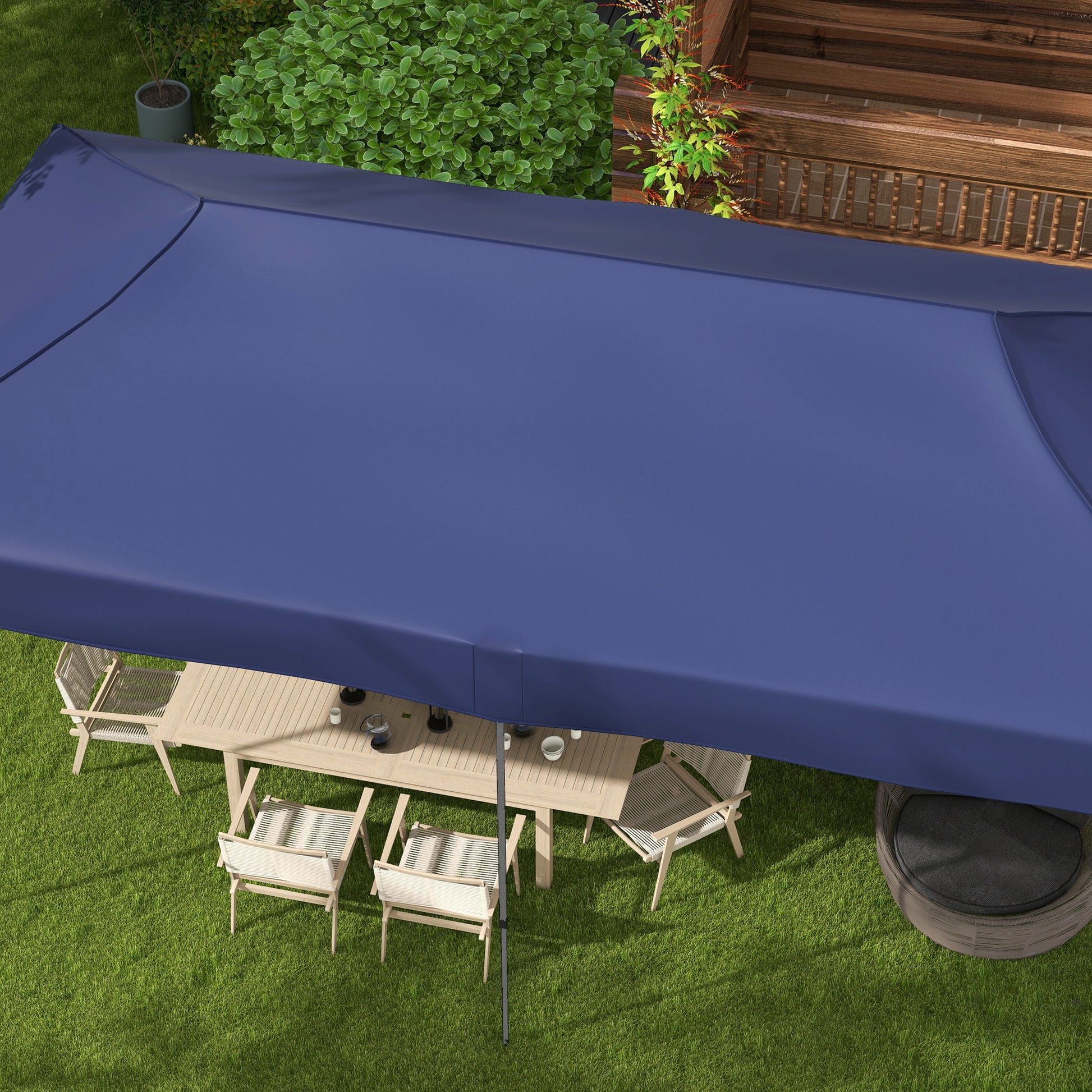 Outsunny 10' X 20' Pop Up Canopy Tent, Instant Sun Shelter With 3 Level Adjustable Height, Easy Up Outdoor Tent For Parties With Wheeled Carry Bag For Garden, Patio, Dark Blue Dark Blue Steel