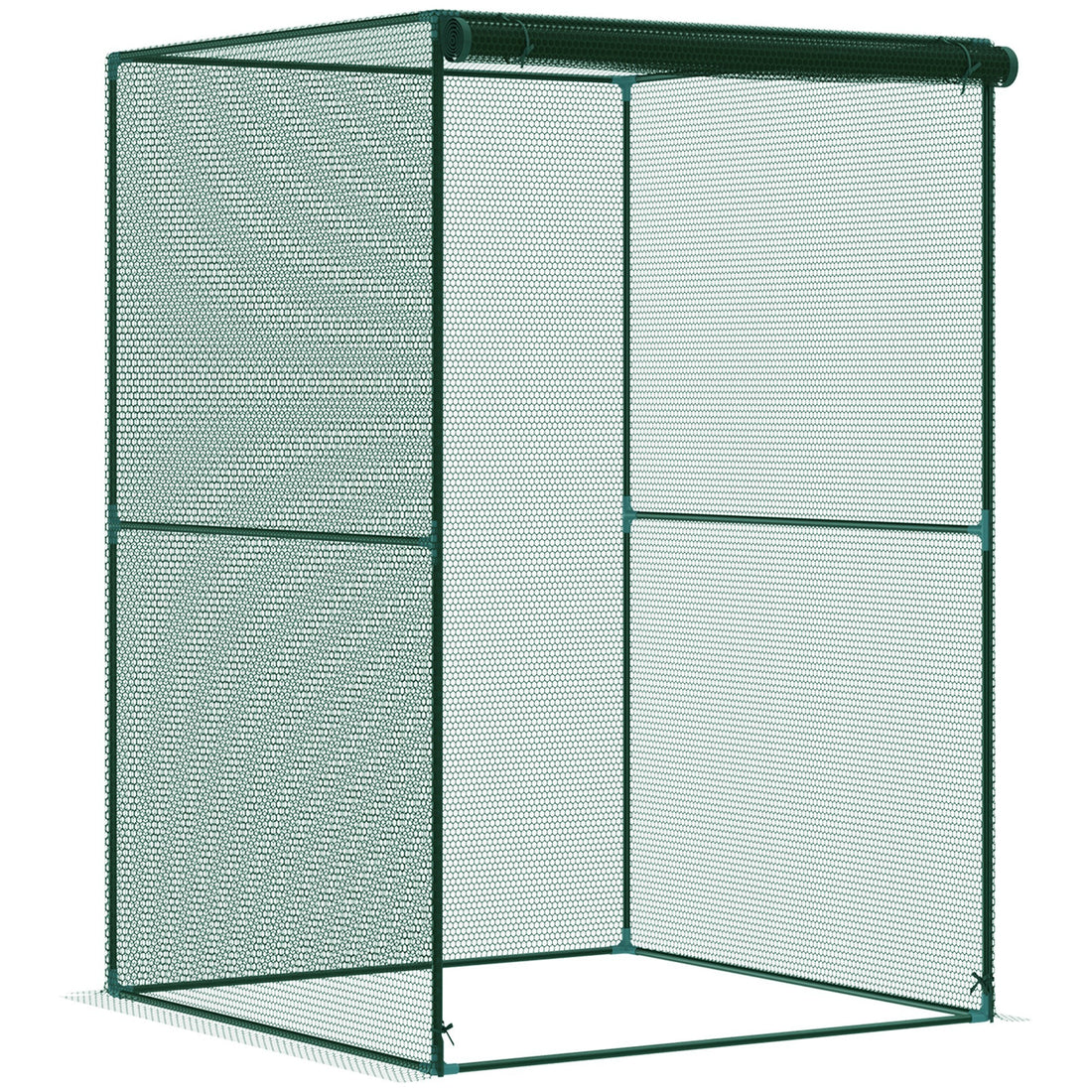 Outsunny 4' X 4' Crop Cage, Plant Protection Tent With Zippered Doors For Vegetable Garden, Backyard, Green Green Steel