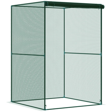 Outsunny 4' X 4' Crop Cage, Plant Protection Tent With Zippered Doors For Vegetable Garden, Backyard, Green Green Steel
