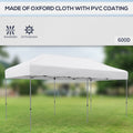 Outsunny 10' X 20' Pop Up Canopy Tent, Instant Sun Shelter With 3 Level Adjustable Height, Easy Up Outdoor Tent For Parties With Wheeled Carry Bag For Garden, Patio, White White Steel