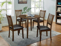 Kitchen 5Pc Dining Set Round Dining Table And 4X Side Chairs Walnut, Dark Brown Transitional Solid Wood Dining Room Furniturepadded Seat Wood Walnut Brown Slat Back Seats 4 Wood Dining Room Solid