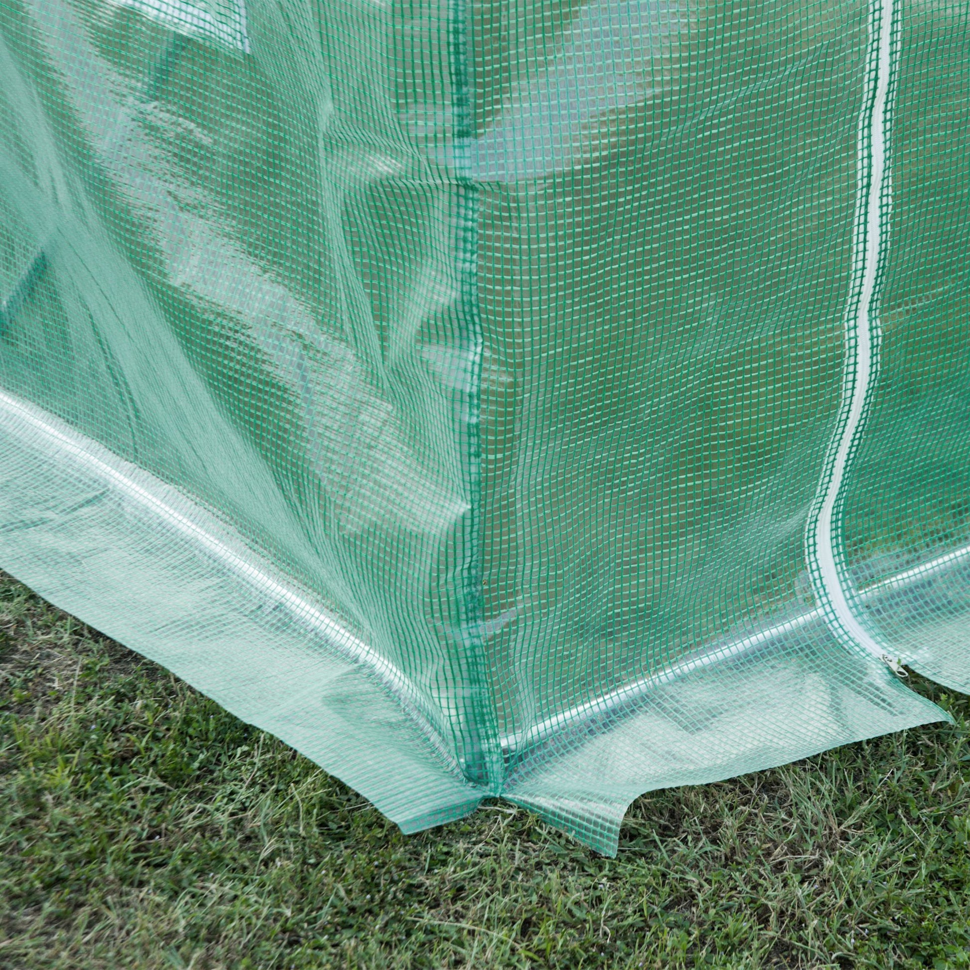 Outsunny 9.8' X 6.6' X 6.6' Plastic Greenhouse Cover Replacement, Heavy Duty Waterproof Tarp For Hoop House, Sheeting With 6 Windows, Door & Reinforcement Grid, Green Green Polyethylene