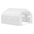 Outsunny 11.5' X 10' X 6.5' Outdoor Walk In Greenhouse, Tunnel Green House With Roll Up Windows, Zippered Door, Pe Cover, Heavy Duty Steel Frame, White White Steel