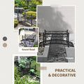 Outsunny 3.3' Metal Arch Zen Garden Bridge With Safety Siderails, Decorative Footbridge, Delicate Scrollwork & Corner Spheres For Stream, Fish Pond, Black Black Steel