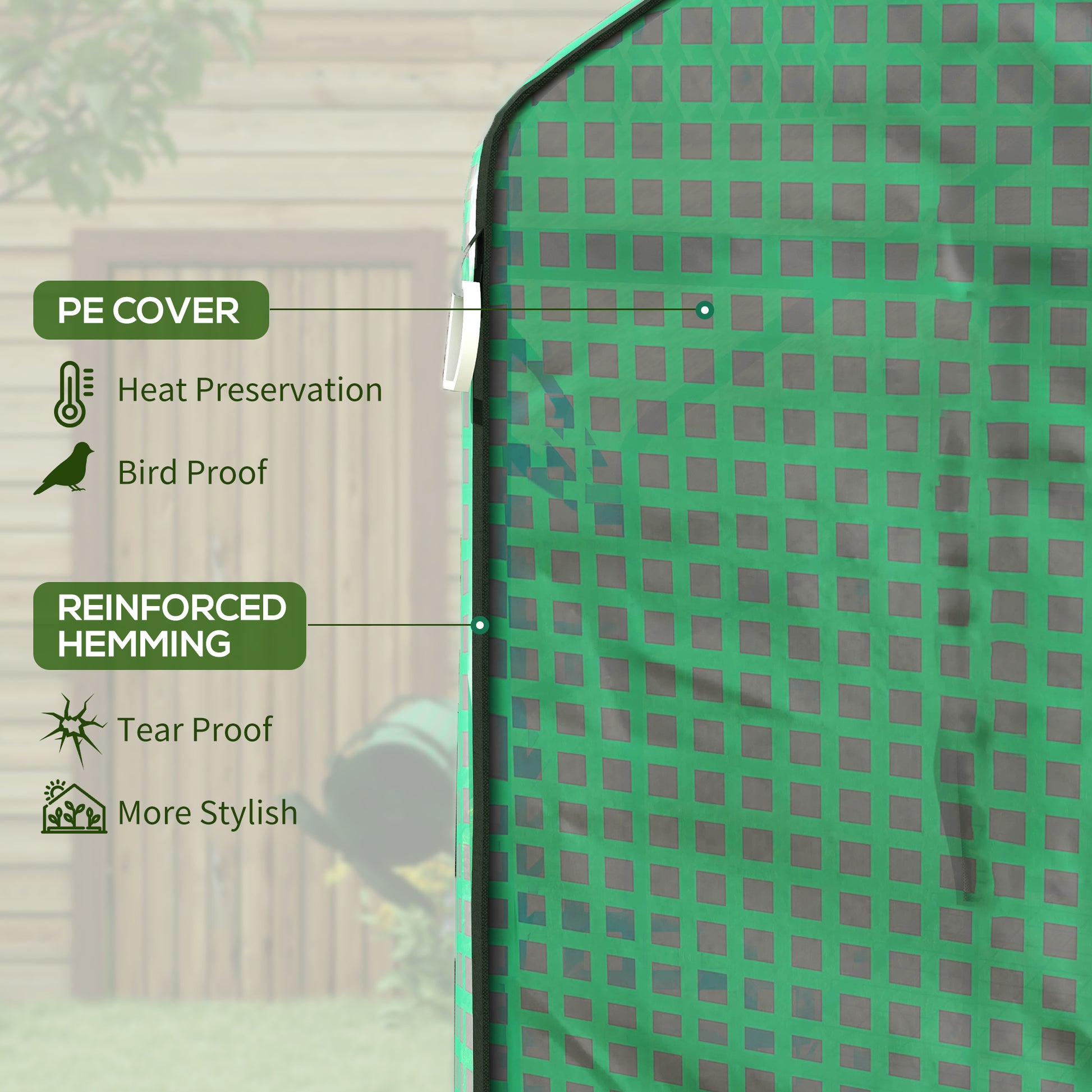 Outsunny 1 Piece Walk In Greenhouse Replacement Cover For 01 0472 W Roll Up Door And Mesh Windows, 55"X56.25"X74.75" Reinforced Anti Tear Pe Hot House Cover Frame Not Included , Green Green Polyethylene