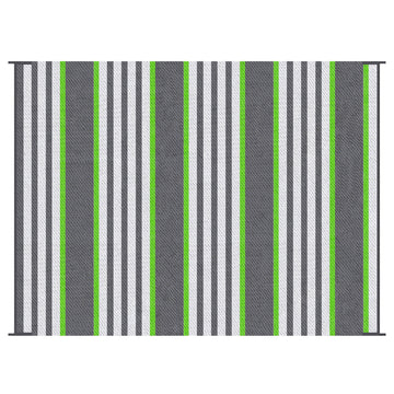 Outsunny Reversible Outdoor Rug Carpet, 9' X 12' Waterproof Plastic Straw Rug, Portable Rv Camping Rugs With Carry Bag, Large Floor Mat For Backyard, Deck, Picnic, Beach, Green & Gray Striped Green Polypropylene