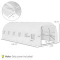 Outsunny 19.7' X 9.8' X 6.6' Plastic Greenhouse Cover Replacement, Heavy Duty Waterproof Tarp For Hoop House, Sheeting With 12 Windows, Door & Reinforcement Grid, White White Polyethylene