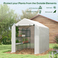 Outsunny Walk In Greenhouse For Outdoors With Roll Up Zipper Door, 18 Shelves, Pe Cover, Small And Portable Green House, Heavy Duty Humidity Seal, 95.25