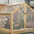 Outsunny Raised Garden Bed With Polycarbonate Greenhouse, Garden Wooden Cold Frame Greenhouse Flower Planter Protection, Peak Roof, 35.5