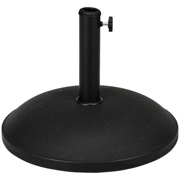 Outsunny 20" 55 Lbs Round Cement Umbrella Base Stand Market Parasol Holder With Tightening Knob & Easy Setup, For 1.3", 1.5", 1.9" Pole, For Lawn, Deck, Backyard, Garden, Black Black Steel