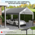 Outsunny 10' X 20' Carport Replacement Top Canopy Cover, Uv And Water Resistant Portable Garage Shelter Cover With Ball Bungee Cords, Dark Gray, Only Cover Gray Polyethylene