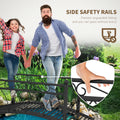 Outsunny 3.3' Metal Arch Zen Garden Bridge With Safety Siderails, Decorative Footbridge, Delicate Scrollwork & Corner Spheres For Stream, Fish Pond, Black Black Steel