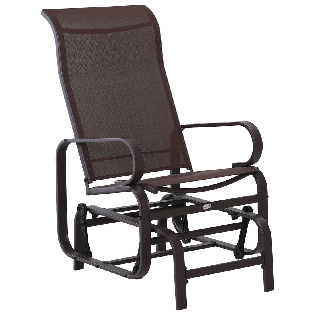 Outsunny Outdoor Glider Chair, Gliders For Outside Patio With Smooth Rocking Mechanism And Lightweight Construction For Backyard, Brown Brown Steel