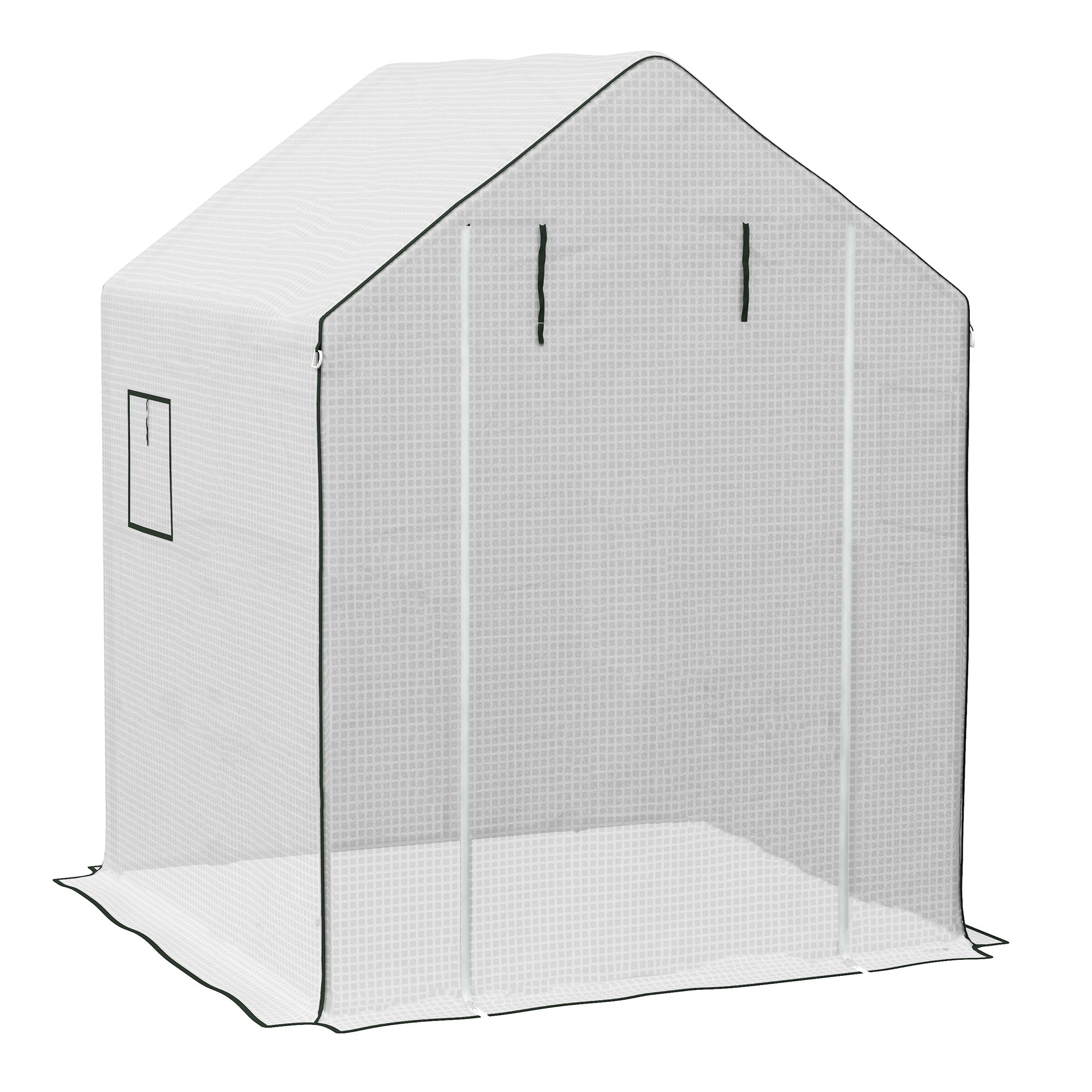 Outsunny 1 Piece Walk In Greenhouse Replacement Cover For 01 0472 W Roll Up Door And Mesh Windows, 55"X56.25"X74.75" Reinforced Anti Tear Pe Hot House Cover Frame Not Included , White White Polyethylene