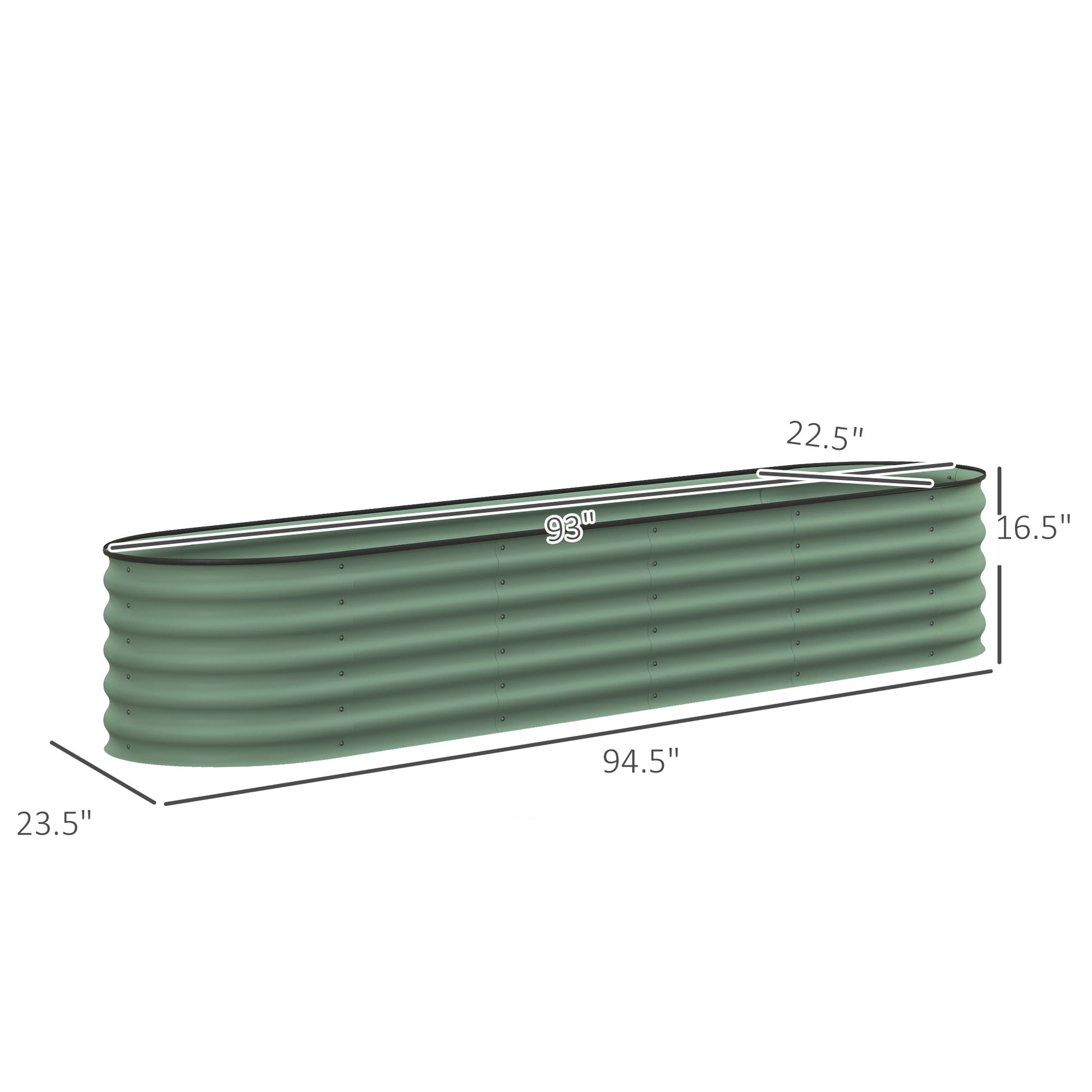 Outsunny 7.9' X 2' X 1.4' Galvanized Raised Garden Bed Kit, Outdoor Metal Elevated Planter Box With Safety Edging, Easy Diy Stock Tank For Growing Flowers, Herbs & Vegetables, Green Green Steel