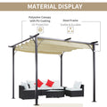 Outsunny 10' X 10' Outdoor Retractable Pergola Canopy, Metal Patio Shade Shelter For Backyard, Porch Party, Garden, Grill Gazebo, Beige Beige Steel