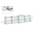 Outsunny Mini Greenhouse, Portable 13' L X 3' W X 2.5' H Tunnels, 4 Roll Up Zip Doors, Uv Waterproof Pvc Cover, Steel Frame, Green Clear Steel