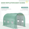 Outsunny 9.8' X 6.6' X 6.6' Plastic Greenhouse Cover Replacement, Heavy Duty Waterproof Tarp For Hoop House, Sheeting With 6 Windows, Door & Reinforcement Grid, Green Green Polyethylene