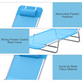 Outsunny Folding Chaise Lounge Pool Chairs, Outdoor Sun Tanning Chairs With Pillow, Reclining Back, Steel Frame &Mesh For Beach, Yard, Patio, Blue Blue Steel