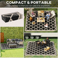 Outsunny Reversible Outdoor Rug Carpet, 9' X 18' Waterproof Plastic Straw Rug, Portable Rv Camping Rugs With Carry Bag, Large Floor Mat For Backyard, Deck, Picnic, Beach, Black & Beige Black Polypropylene