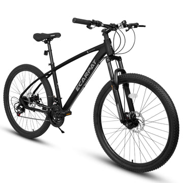 A2757 27 Inch Mountain Bike 21 Speeds, Suspension Fork, Aluminum Frame Disc Brake For Unisex Mountain Bikes Cycling Black Without Anti Slip Garden & Outdoor American Design Multifunctional Aluminium