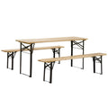 Outsunny 6' Portable Picnic Table And Bench Set, Outdoor Wooden Folding Camping Dining Table Set For Patio Garden Outdoor Activities Natural Steel