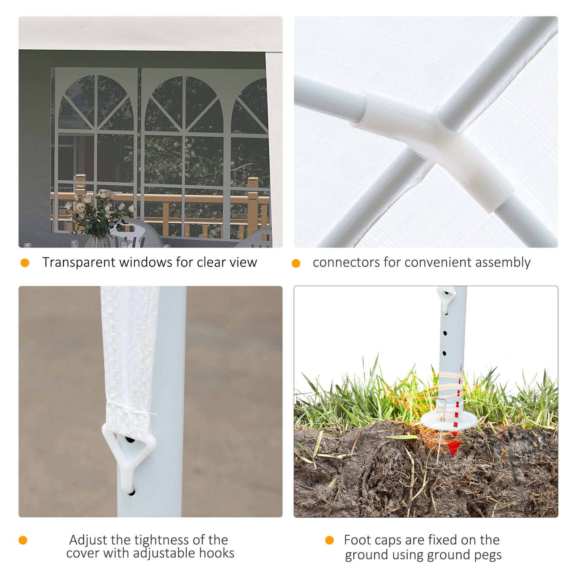 Outsunny 10' X 20' Large Party Tent, Events Shelter Canopy Gazebo With 4 Removable Side Walls, Shade Shelter For Weddings, White White Steel