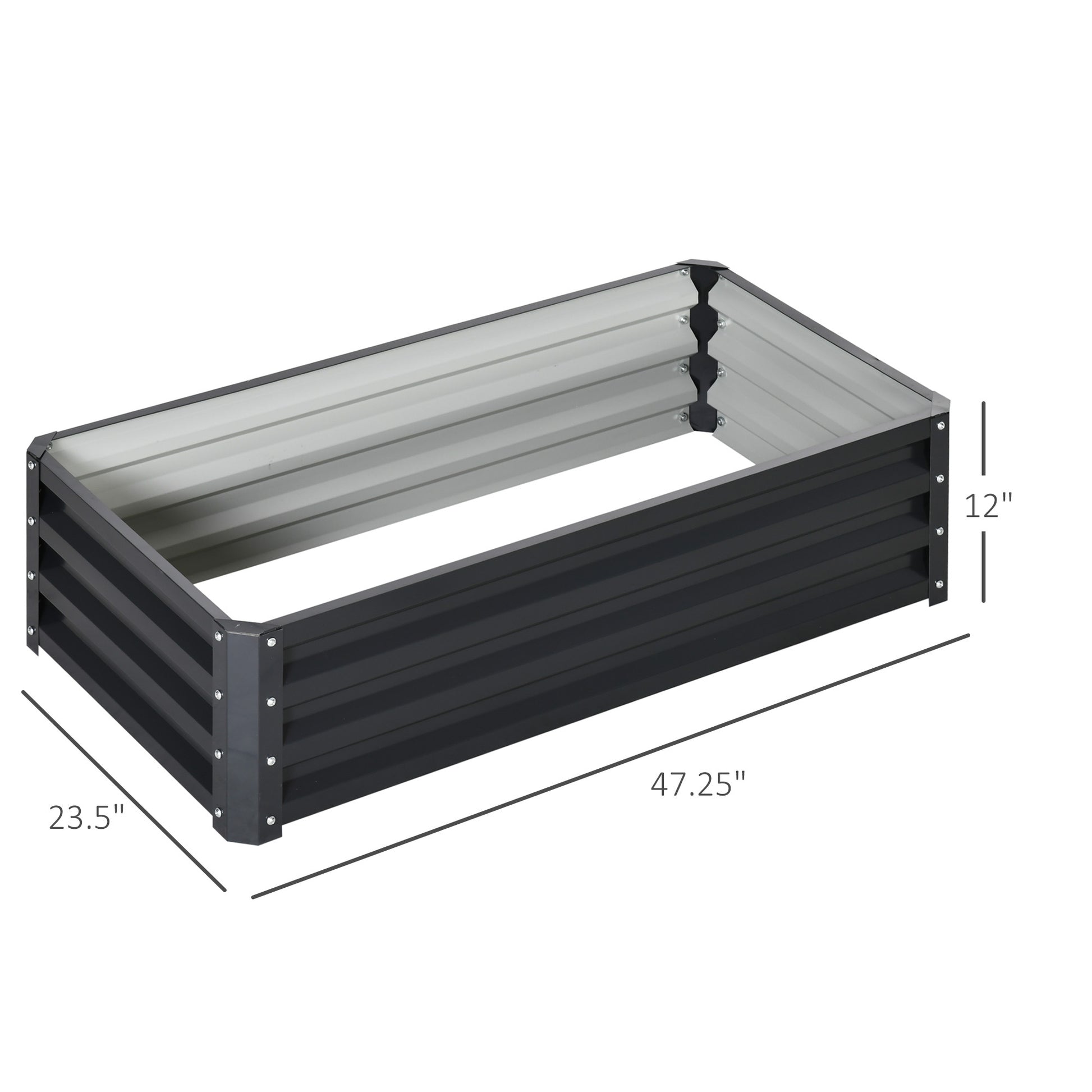 Outsunny Raised Garden Bed, 4' X 2' X 1' Galvanized Planter Box Raised Bed For Vegetables, Flowers, Plants And Herbs, Gray Gray Steel