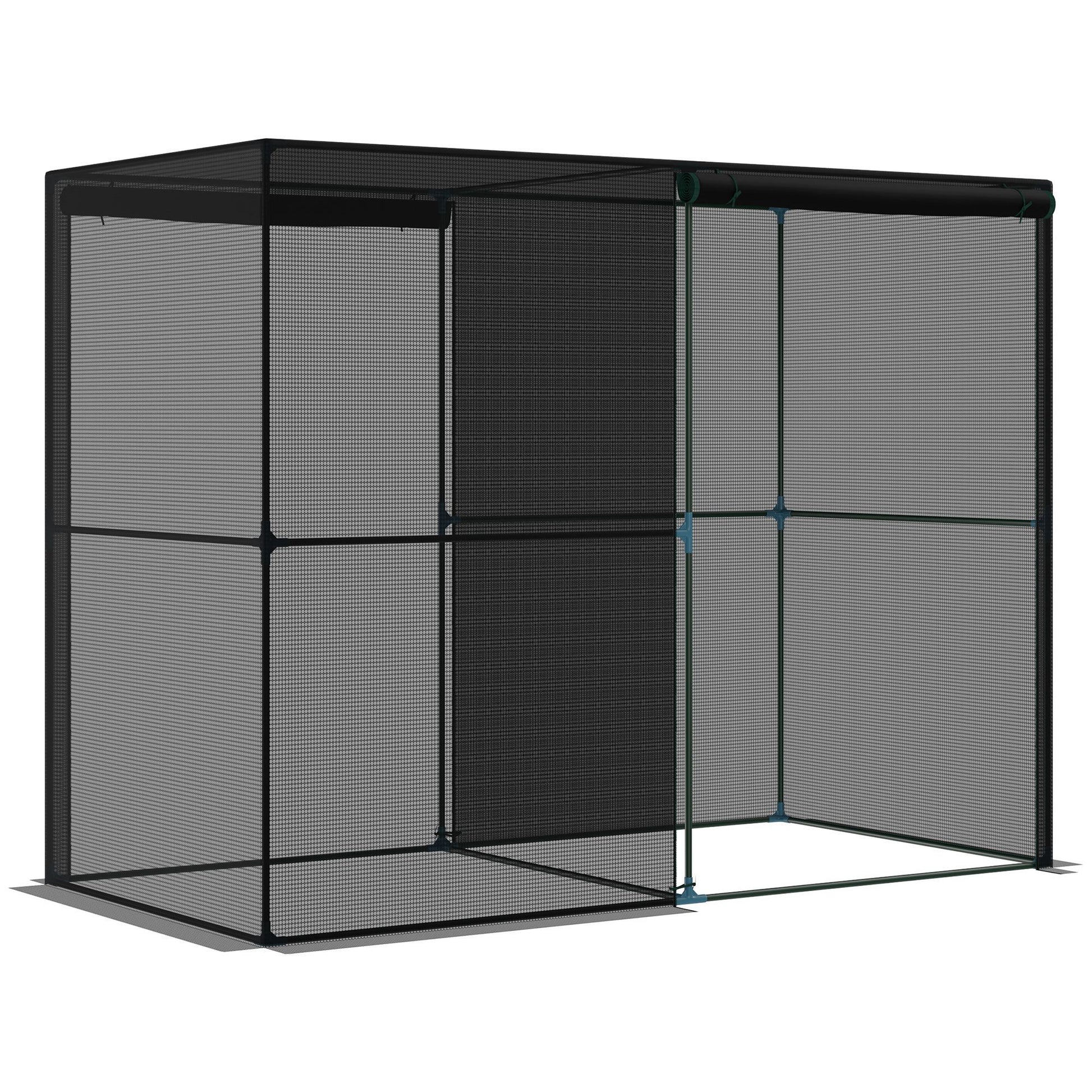 Outsunny 4' X 8' Crop Cage, Plant Protection Tent With Zippered Doors For Vegetable Garden, Backyard, Black Black Steel