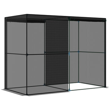 Outsunny 4' X 8' Crop Cage, Plant Protection Tent With Zippered Doors For Vegetable Garden, Backyard, Black Black Steel