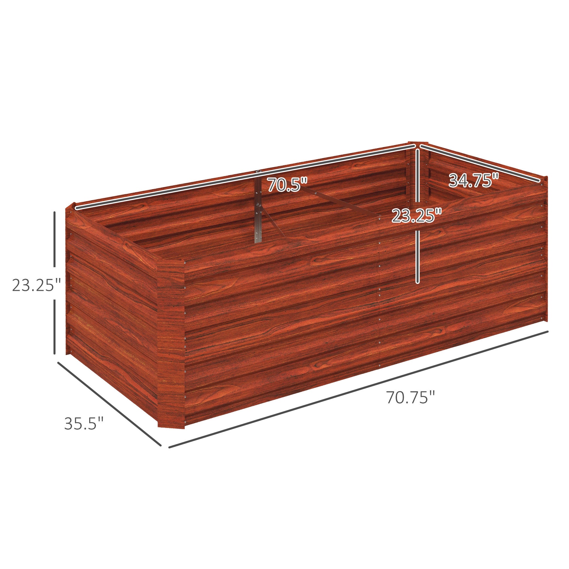 Outsunny Galvanized Raised Garden Bed Kit, Large And Tall Metal Planter Box For Vegetables, Flowers And Herbs, Reinforced, 6' X 3' X 2', Dark Brown Brown Steel