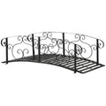 Outsunny 6' Metal Arch Backyard Garden Bridge, Safety Siderails, Arc Footbridge For Backyard Creek, Stream, Pond, Black Black Steel