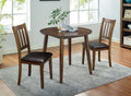 Cozy 3Pc Dining Set Round Dining Table And 2X Side Chairs Walnut, Dark Brown Transitional Solid Wood Dining Room Furniturepadded Seat Wood Walnut Brown Slat Back Seats 2 Wood Dining Room Solid Wood