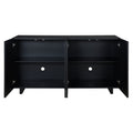 Modern Style Sideboard With Superior Storage Space, Hollow Door Design And 2 Adjustable Shelves For Living Room And Dining Room Black Black Dining Room Adjustabel Shelves Mdf