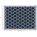 Outsunny Reversible Outdoor Rug Carpet, 9' X 18' Waterproof Plastic Straw Rug, Portable Rv Camping Rugs With Carry Bag, Large Floor Mat For Backyard, Deck, Picnic, Beach, Blue & White Blue Polypropylene