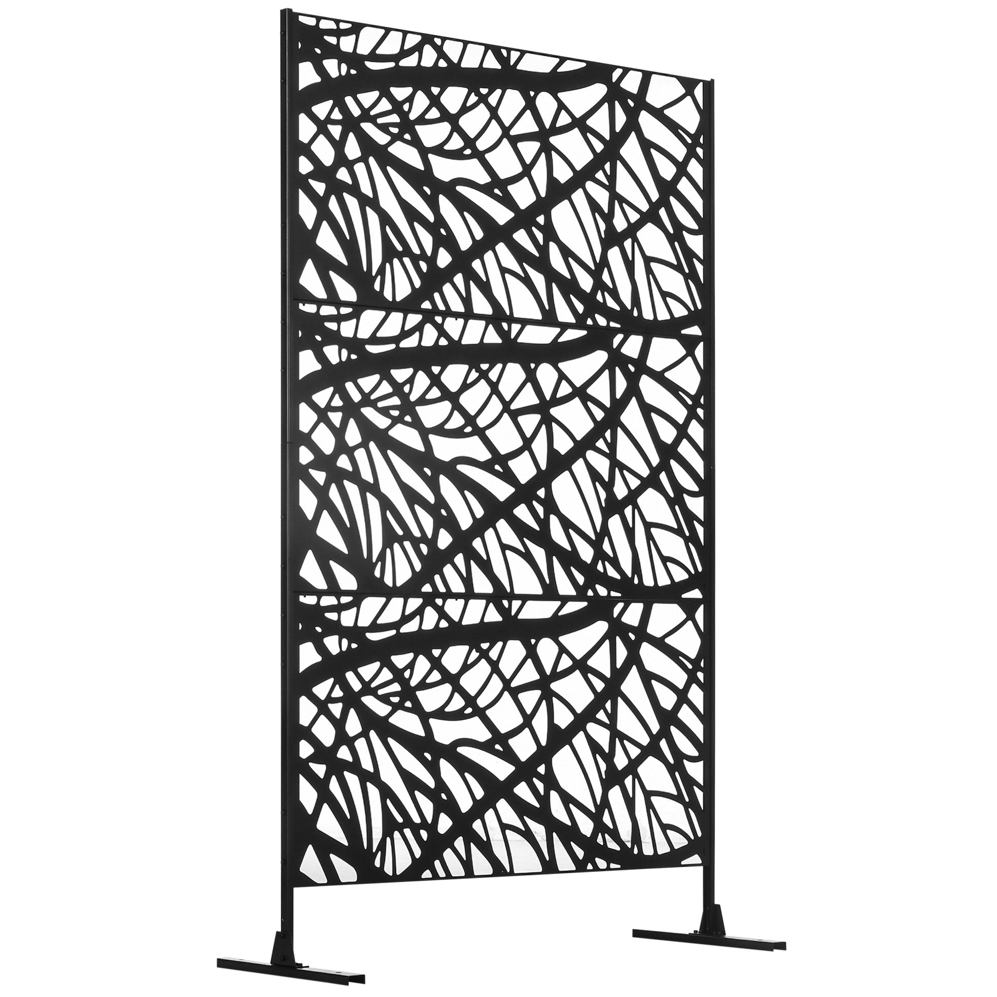 Outsunny Decorative Outdoor Privacy Screen, See Through Outdoor Divider Separator With Twisted Branch Motif For Fun Shadows Or Climbing Plant Trellis, Fence Panel For Garden Walkway, Backyard, 6.5Ft Black Steel